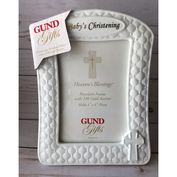 Baby’s Christening White Porcelain Frame 4x6 - Picture 4 of 7